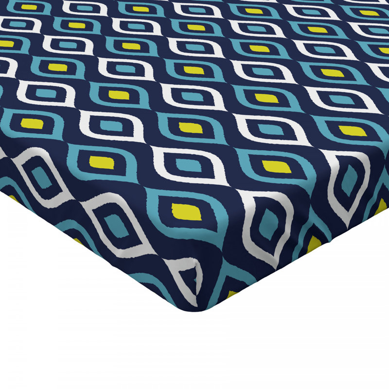 Microfiber Geometric Fitted Sheet, Queen Fitted Sheet
