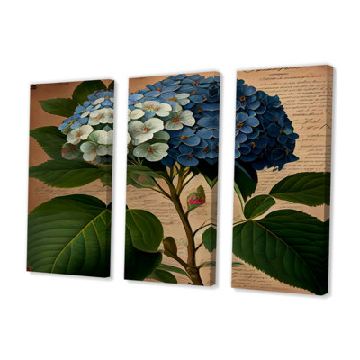 «Blossomng Hydrangena N Retro Colors», reproduction sur toile 3 pièces
