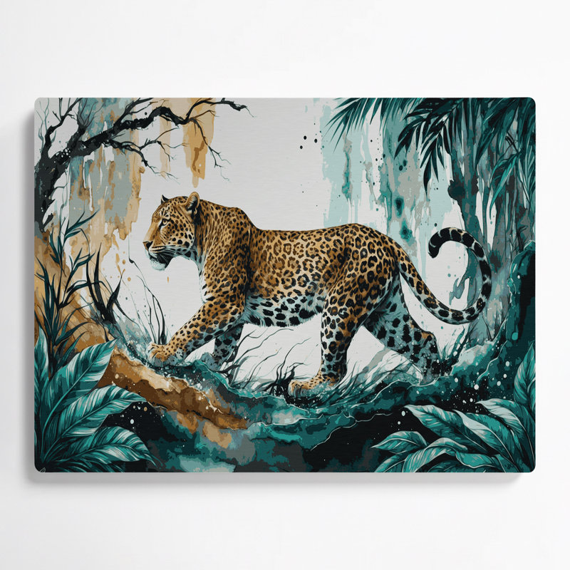 «Big Cats Indo», léopard chinois gris, art mural en métal, H 16 po x l 20 po