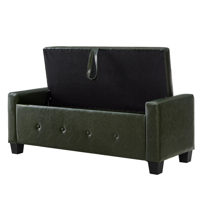 Banc rembourré capitonné avec rangement, Dark Green