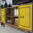 Modern TV Unit with Wall Shelf & Cabinet, Walnut and Yellow, 63.0 x 22.1 x 13.8 inches | 100% Melamine Coated Particle Board, Thickness: 0.7 inches | Versatile Design with Numerous Shelves, Perfect for Contemporary Living Rooms-708926860