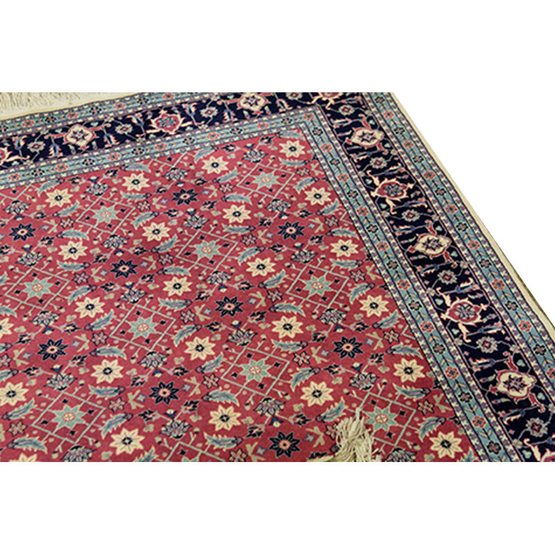 Hand-Knotted High-Quality Black and Red Area Rug