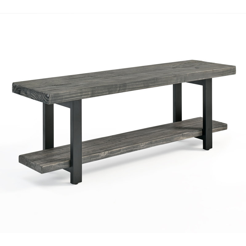 Solid Wood Storage Bench, Slate Grey
