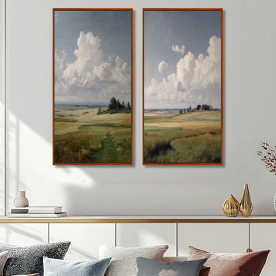 «Summer Day In The English Countryside», ensemble de 2 reproductions d'art sur toile, "Green Farmhouse"