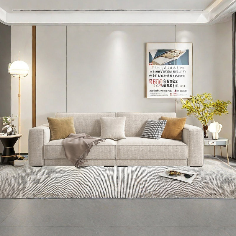 Simple modern cotton and linen sofa, 32.28" H x 74.8" W x 39.37" D, 2