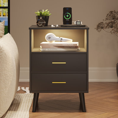 Tables de chevet Targo avec lumières DEL et ports USB