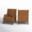 Fauteuil à oreilles Ariston en cuir véritable avec pieds en bois massif (ensemble de 2)-93415139