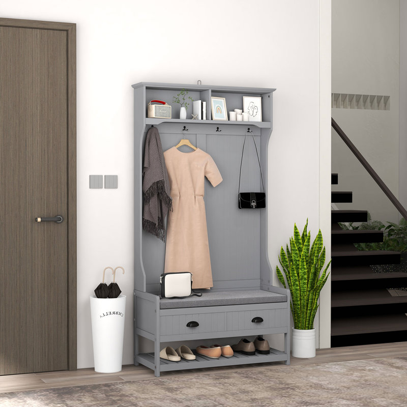 HOMCOM 3-In-1 Hall Tree, Gray