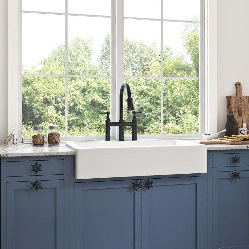 Évier de cuisine en céramique à tablier frontal L 30 po x l 19 po