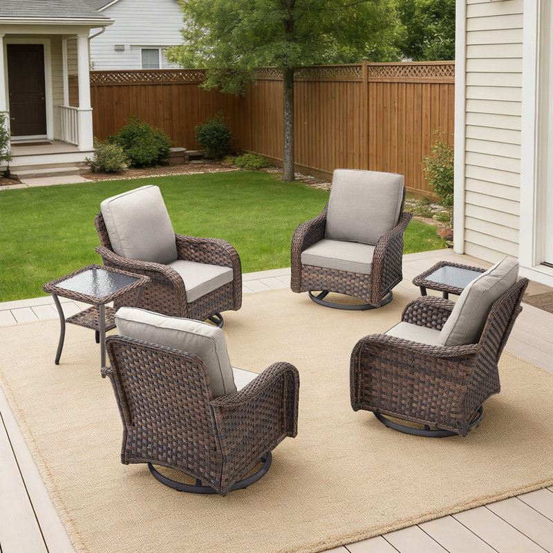 Ensemble de conversation avec chaises pivotantes et table d'appoint Arley, Beige