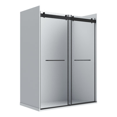 Ensemble de douche rectangulaire sans cadre en chrome avec finition en verre goutte de pluie l 60 po x P 32 po x H 76 po Molly