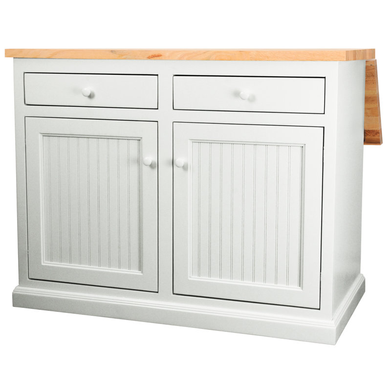 Averett 48 " W Kitchen Island with Solid Wood Top, Bright White