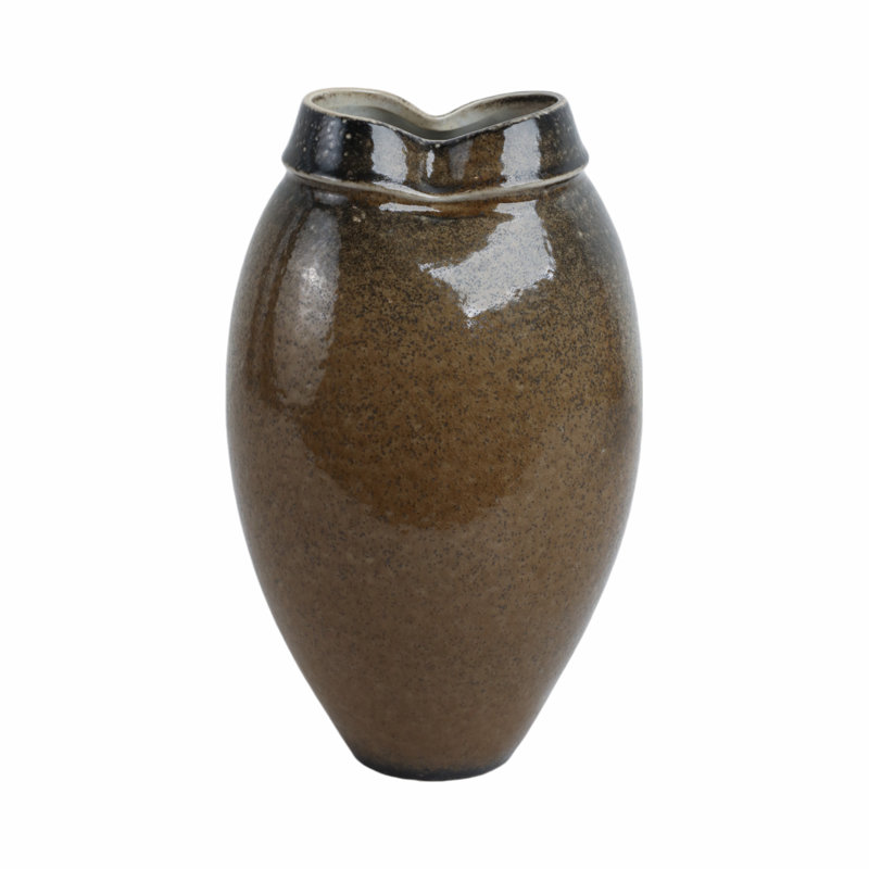 Sagebrook Home 11" Callen Wide Porcelain Vase, Brown, 12" H x 7" W x 7" D