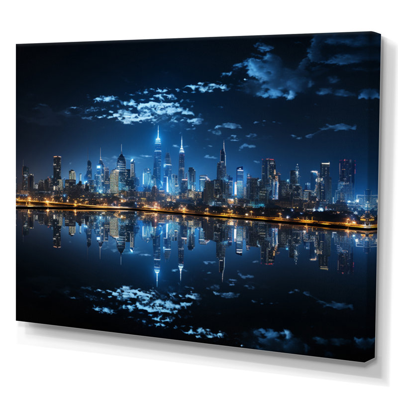 Thailande, ville, paysage nocturne I, Toile tendue, H 30 po x l 40 po x P 1,5 po