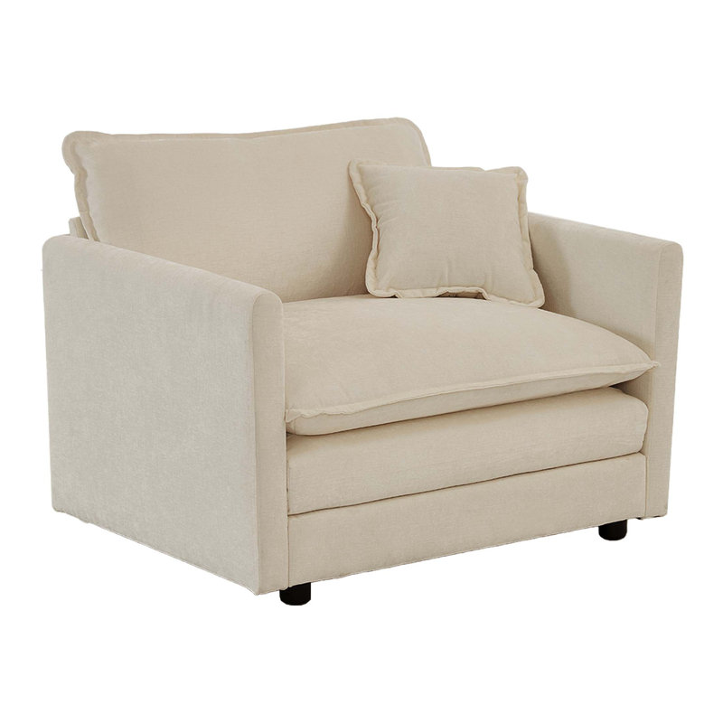 Deep Single Seat Sofa With Toss Pillow, Beige