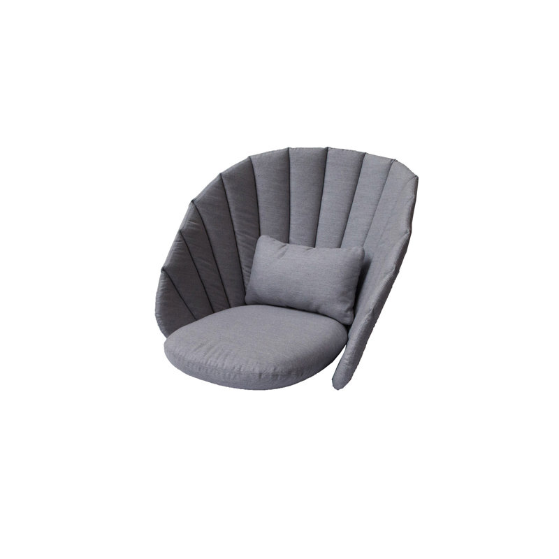 Peacock Papasan Chair with Teak Legs, Gray, Dark Gray
