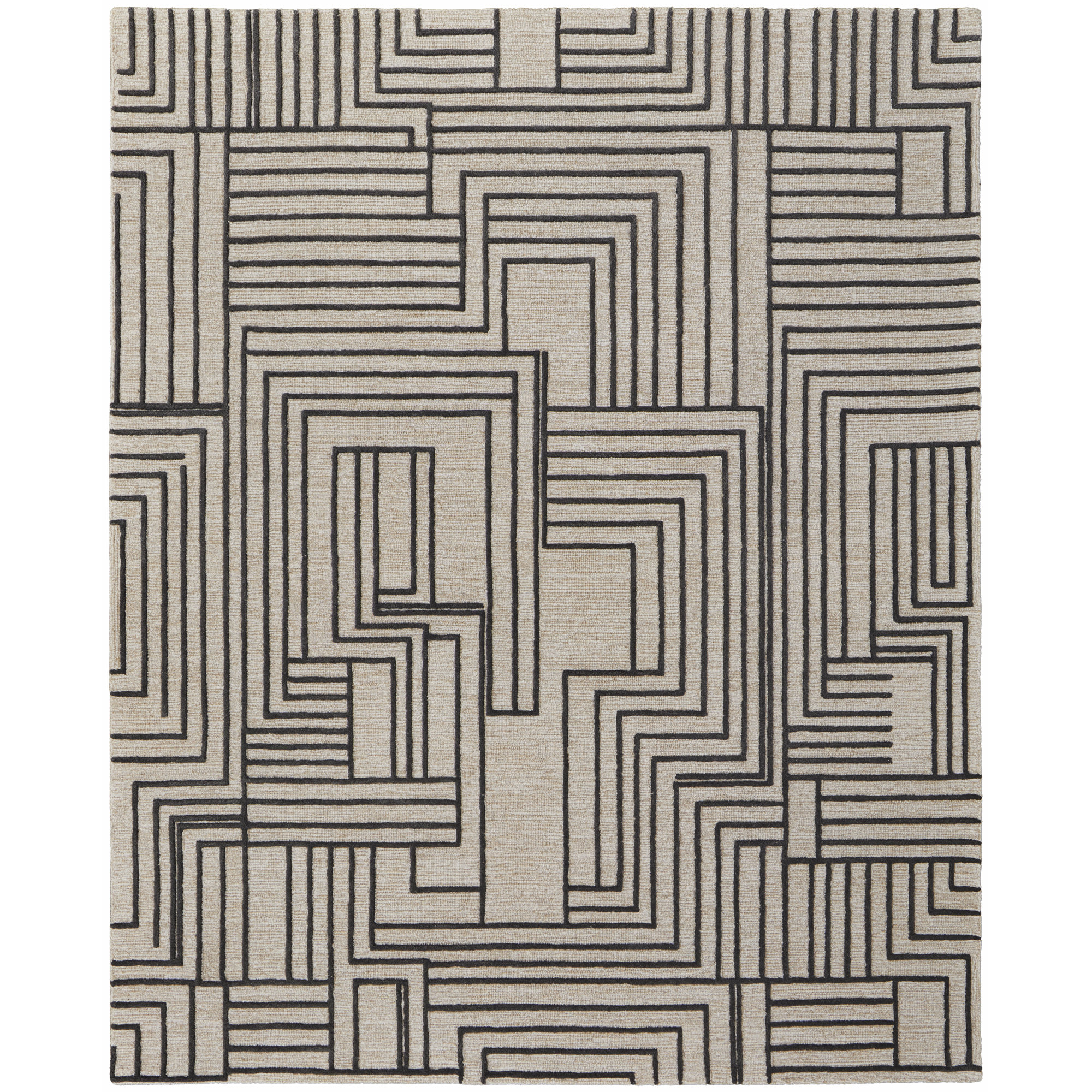 Gansett Modern Geometric, Tan/Brown Area Rug, Rectangle 9'6" x 13'6"