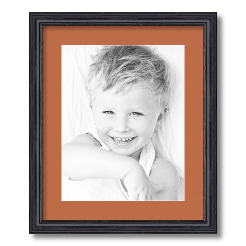 Wood Matte Picture Frame with Mat, Red Orange