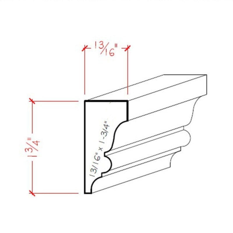 EWSC11 Solid Crown Deep Moulding. Unfinished, Maple, H 1,75 po x l 0,8125 po x P 42 po 