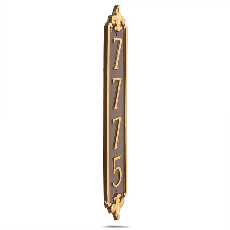 Fleur de Lis 4-Line Wall Address Plaque, Black / Silver, Yes