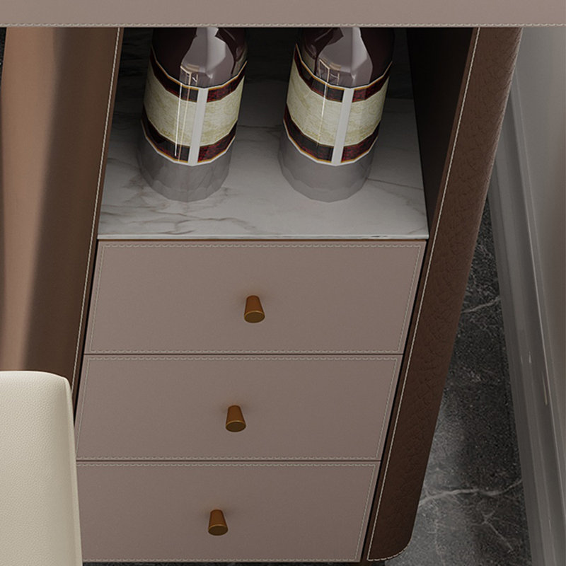 Table de bar en cuir italien, H 39,3 po x L 62,9 po x l 19,6 po