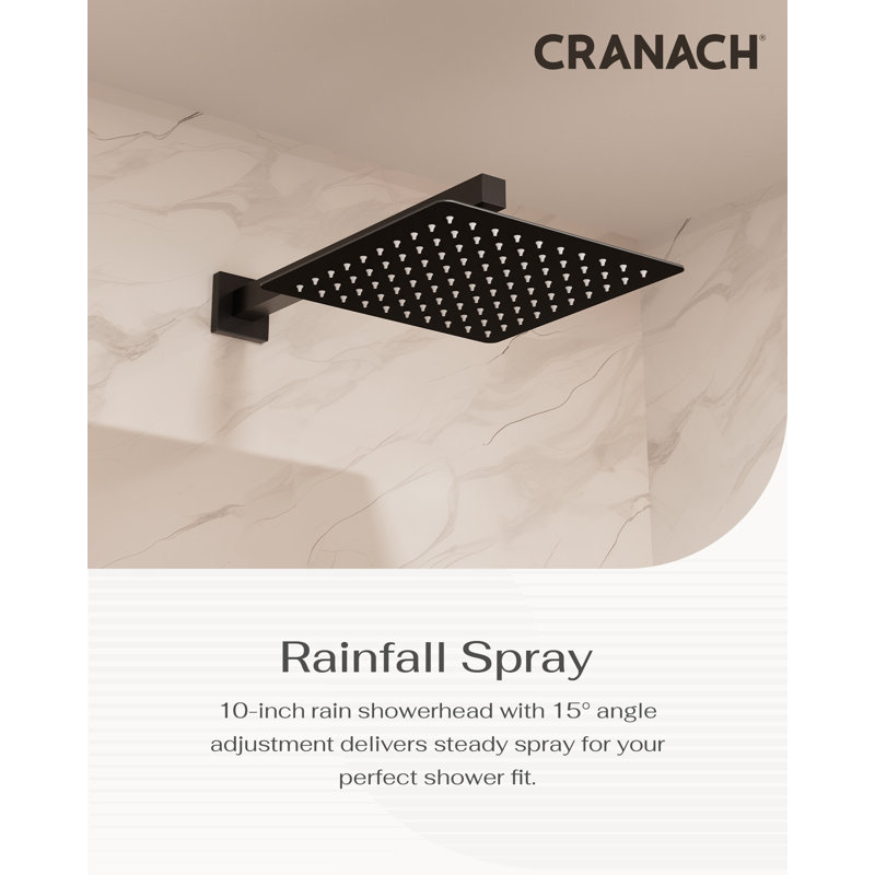 Crozet Tub and Shower Faucet with 10-inch Shower Head, 3-Spray Shower System Rough-in Pressure Balance Valve in Matte Black