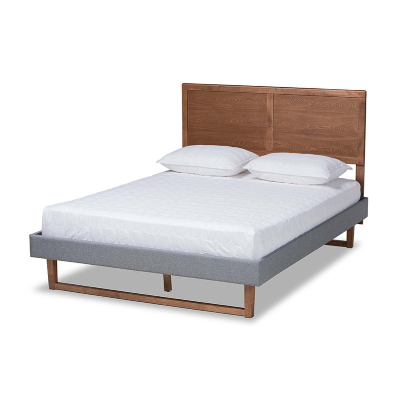 Chealsy Platform Bed, Queen, Dark Gray/Ash walnut