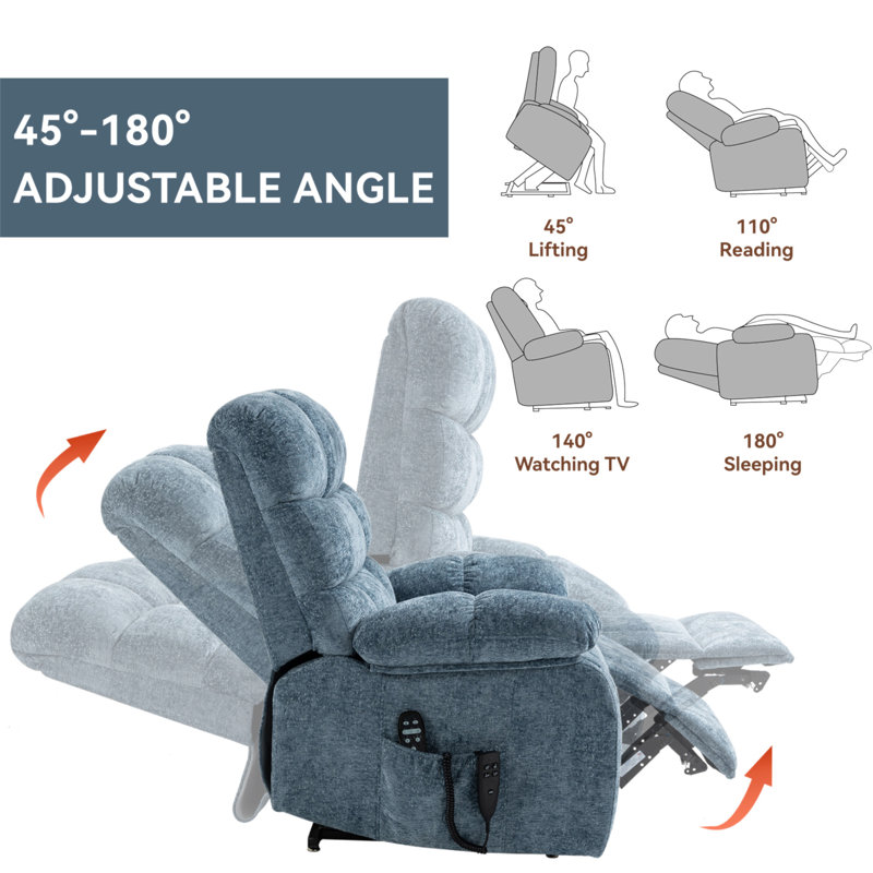 Lift Recliner Chair Heat Massage Dual Motor Infinite Position Up To 350 LBS Large Electric Power Lift Recliners With Power-Remote, Medium-Firm And Heavy Duty