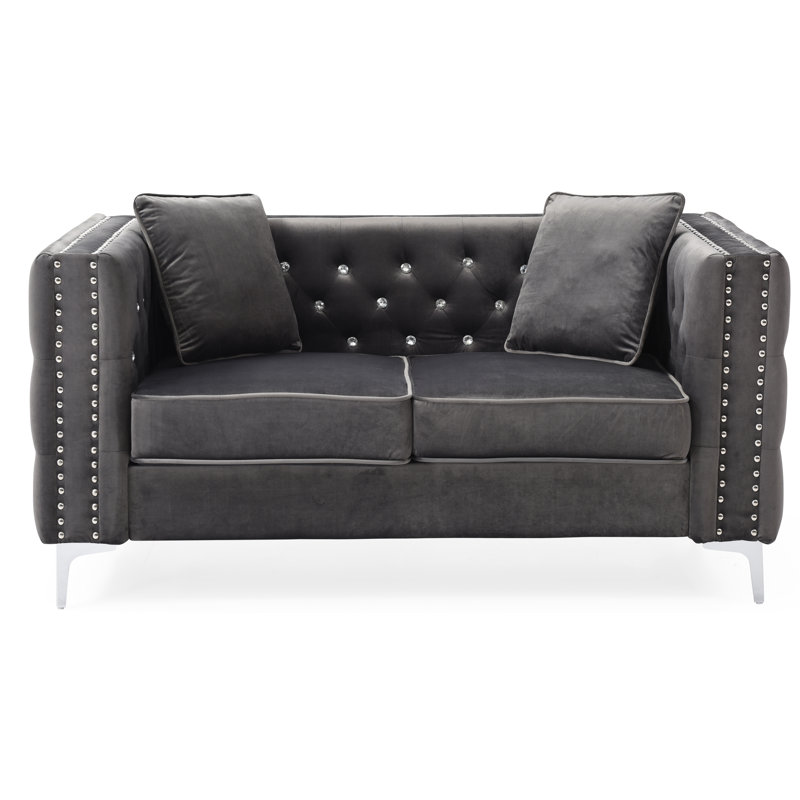 Ettinger 63'' Velvet Loveseat, Gray Velvet