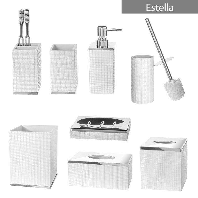 Estella White and Silver Textured Resin Soap Dispenser