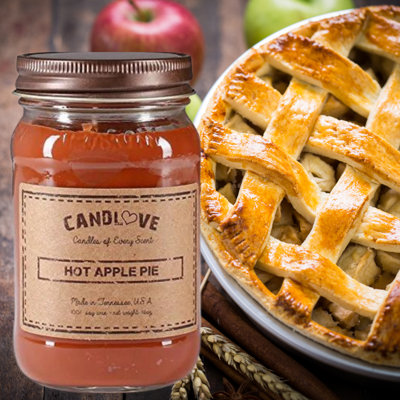 Hot Apple Pie Scented Jar Candle with Glass Holder -  FizzIt, Hot-AP-C