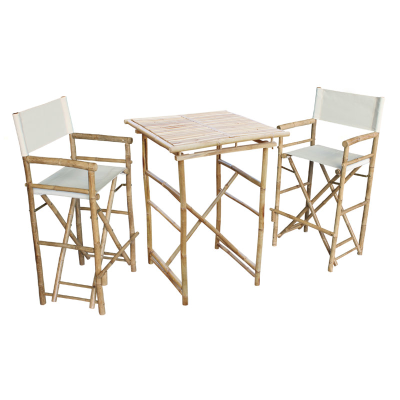 Ensemble de salle à manger en bois massif 3 pièces Aurelio, Bleu