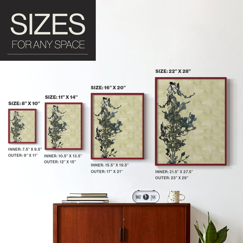 «Chinoiserie 2 Tan II», reproduction encadrée - bois massif, Rouge, H 10 po x l 8 po