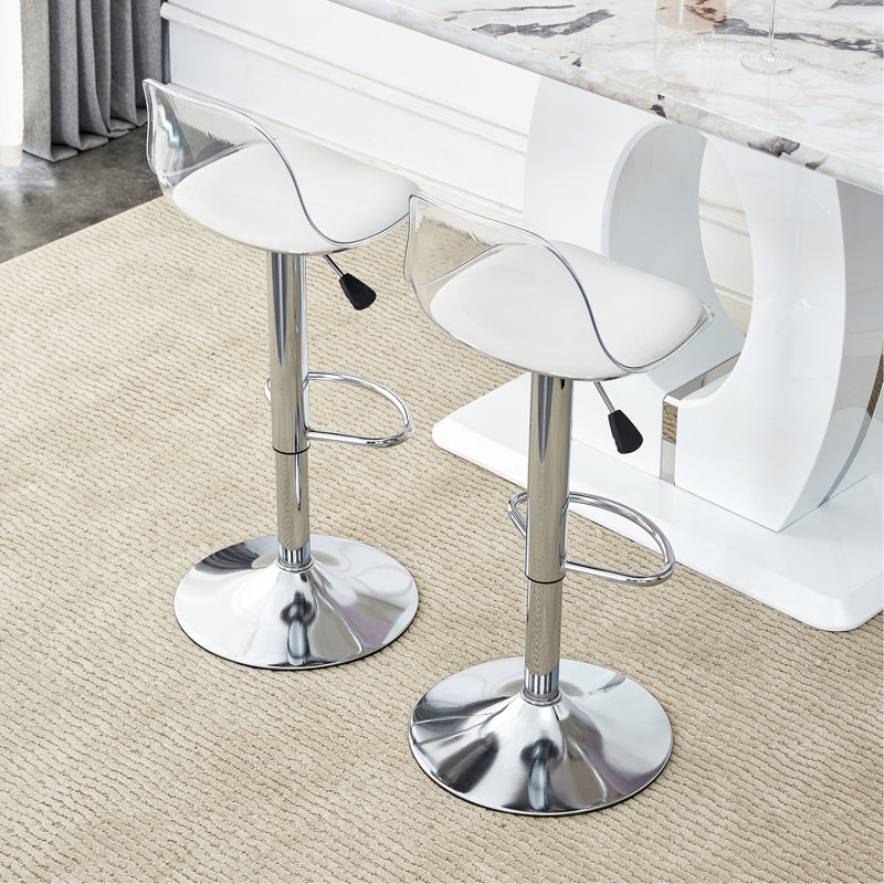 Modern Minimalist Bar Chairs And Bar Stools. Can Rotate 360 ° And Adjust Lifting. PET Backrest And PU Seats. Set Of 2. Suitable For Bars, Restaurants, And Front Desk Cashiers. W1151P172644