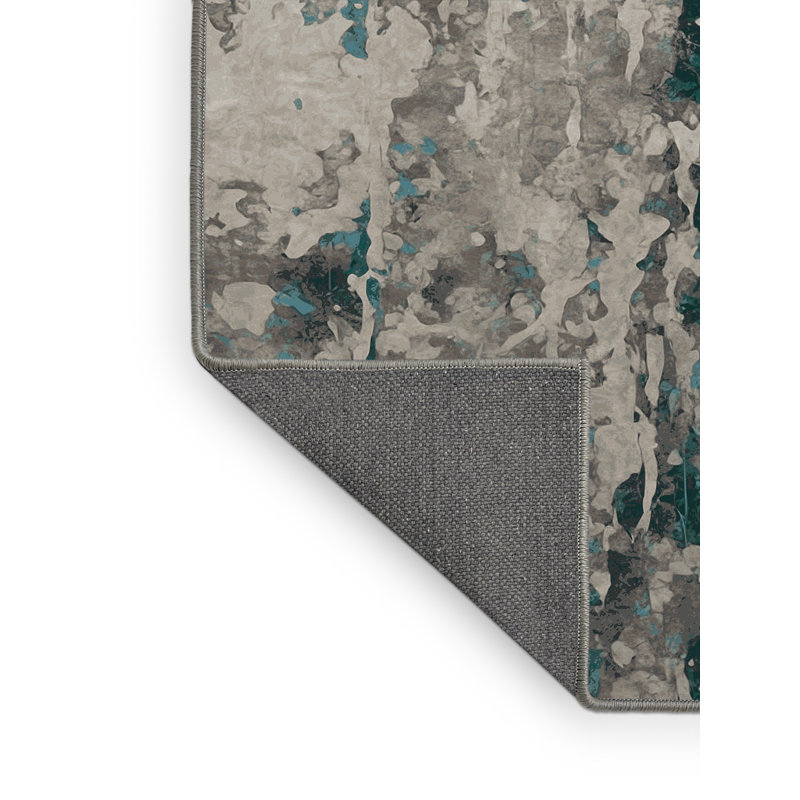 Tapis gris soyeux et moelleux, Rond 6 pi