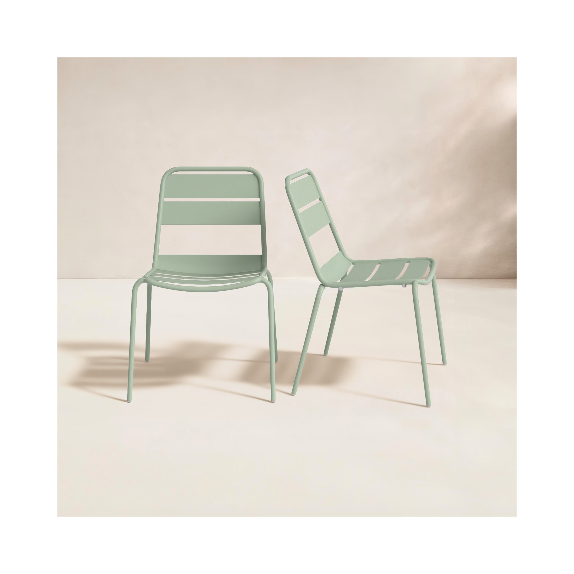 Kapri Metal Stacking Patio Dining Side Chair, Sage