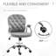 Chaise de bureau en velours gris à hauteur réglable, avec boutons, rembourrée, pivotante et incurvée, assise rembourrée et roulettes.