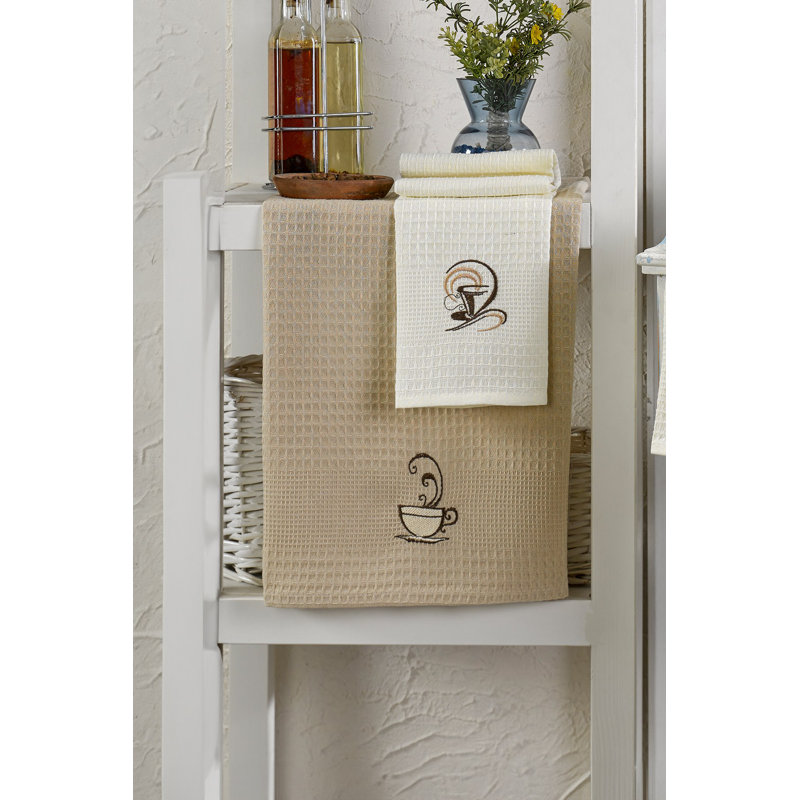 Ensemble de serviettes de cuisine de qualité supérieure (6 pièces), 100% coton, 15,7 po x 23,6 po | Motif brodé, lavable à la machine à 86 ° F, repassable | Doux, absorbant, parfait pour la cuisine et la salle à manger | Durable et élégant pour la maison