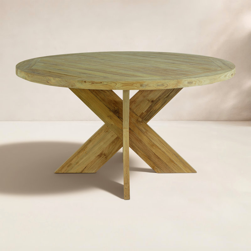Morones Round Outdoor Dining Table in Solid Reclaimed Teak, 59"