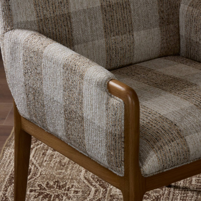 Ledger Upholstered Arm Chair, Brown Polyurethane