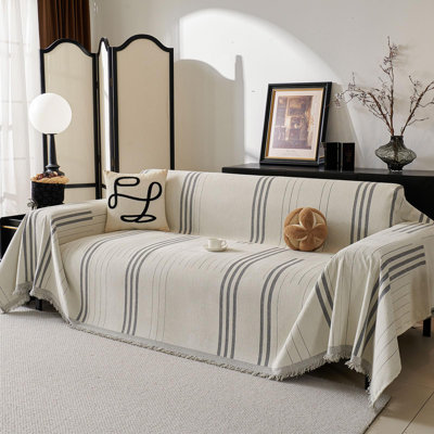 91"*134" Boho Couch Covers for Sofa Washable Sofa Covers for 3 Cushion Couch Soft Non Slip Couch Covers for Sectional Sofa Dog Pet Furniture Protector, Light Gray