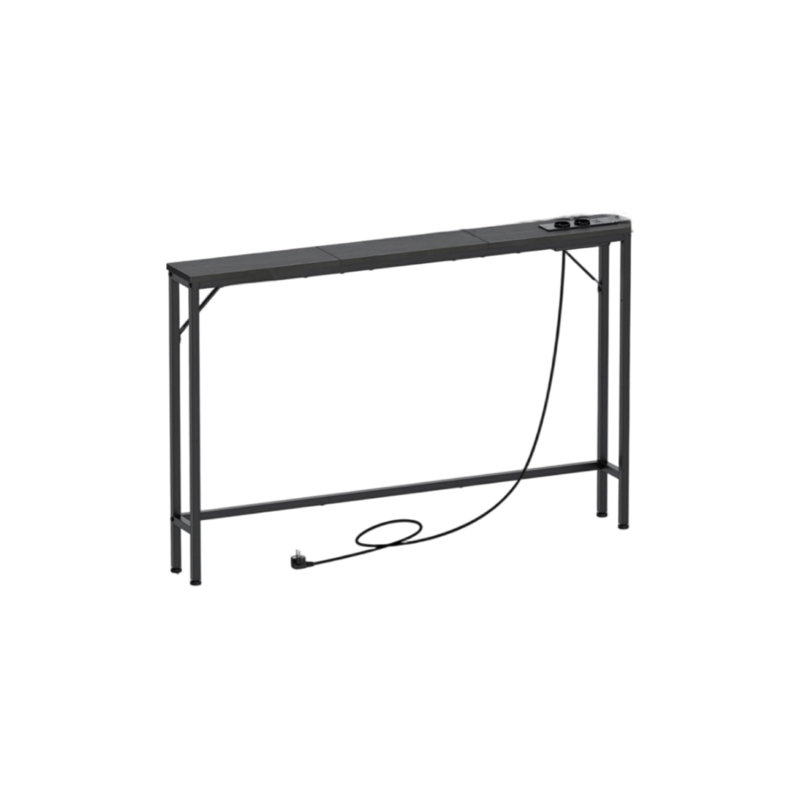 120 cm W Console Table, Brown Wood / Black, Brown Wood, Black