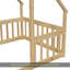 Lit simple en bois en forme de maison avec clôture, garde-corps, naturel-905355586-905355589
