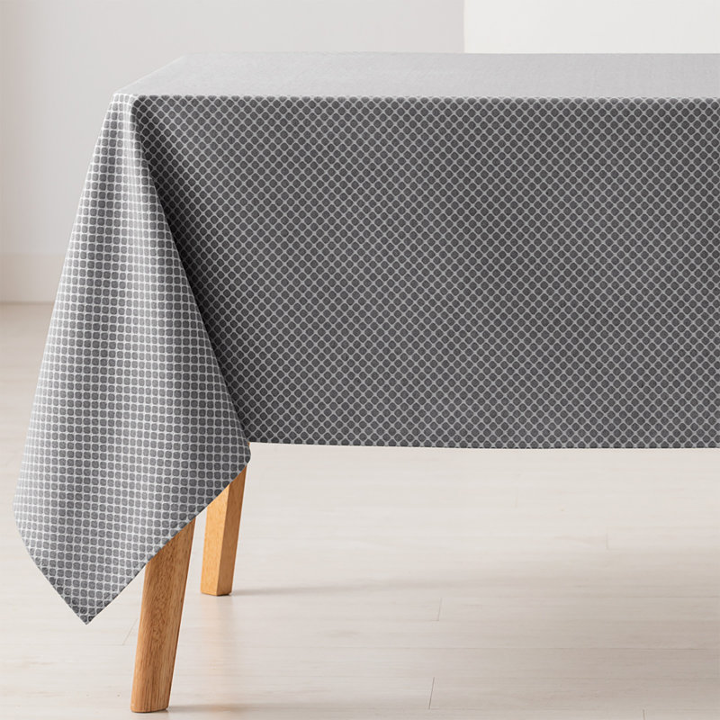 Anguilla Floral Cotton Tablecloth, 180cm W x 140cm L, Dark Grey