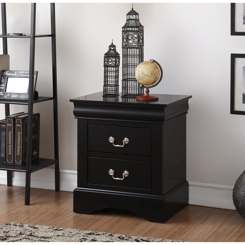 Table de chevet noire Iii - Matériau de rangement à 2 tiroirs en bois synthétique élégant pour organiser votre chambre à coucher en toute facilité