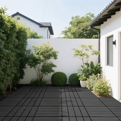 Carreaux de terrasse en plastique emboîtables, 44 paquets de tuiles de terrasse, 12 pouces x 12 pouces imperméables pour une utilisation toutes saisons, tuiles de terrasse pour piscine