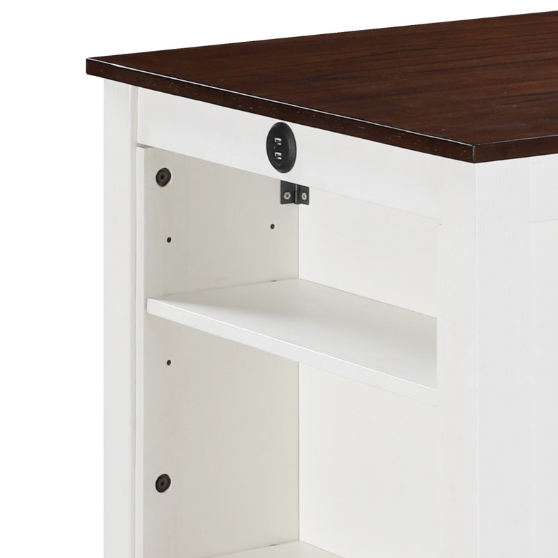 Graham 36-inch White Finish Small Space Counter Height Dining Table with USB Charging Ports and Storage Shelves — Modern Compact Dining Table for Apartments & Breakfast Nooks