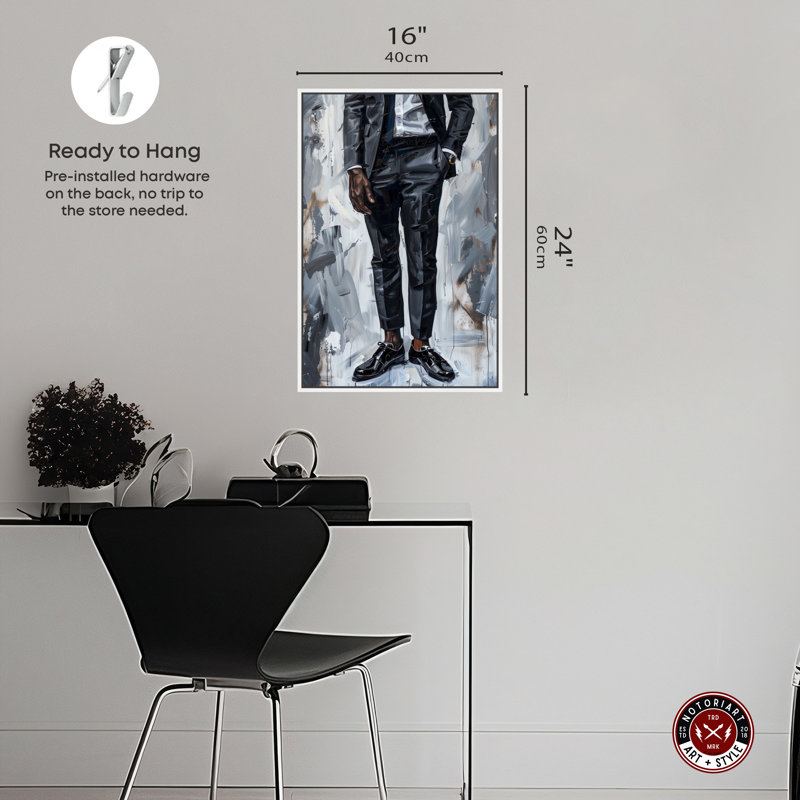«Notoriart Man Of Style», pièce 1, Cadre blanc, H 25 po x l 17 po