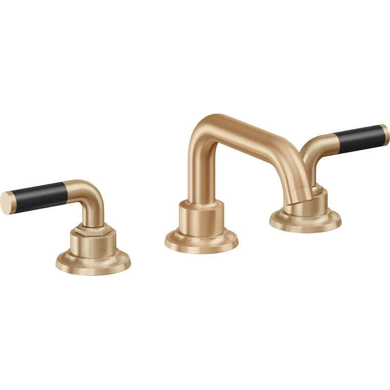 Descanso 8" Widespread Lavatory Faucet with Carbon Fiber Handle and ZeroDrain, Satin Bronze