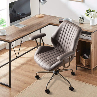 Viola Ergonomic Suede Task Chair with Padded Arms
